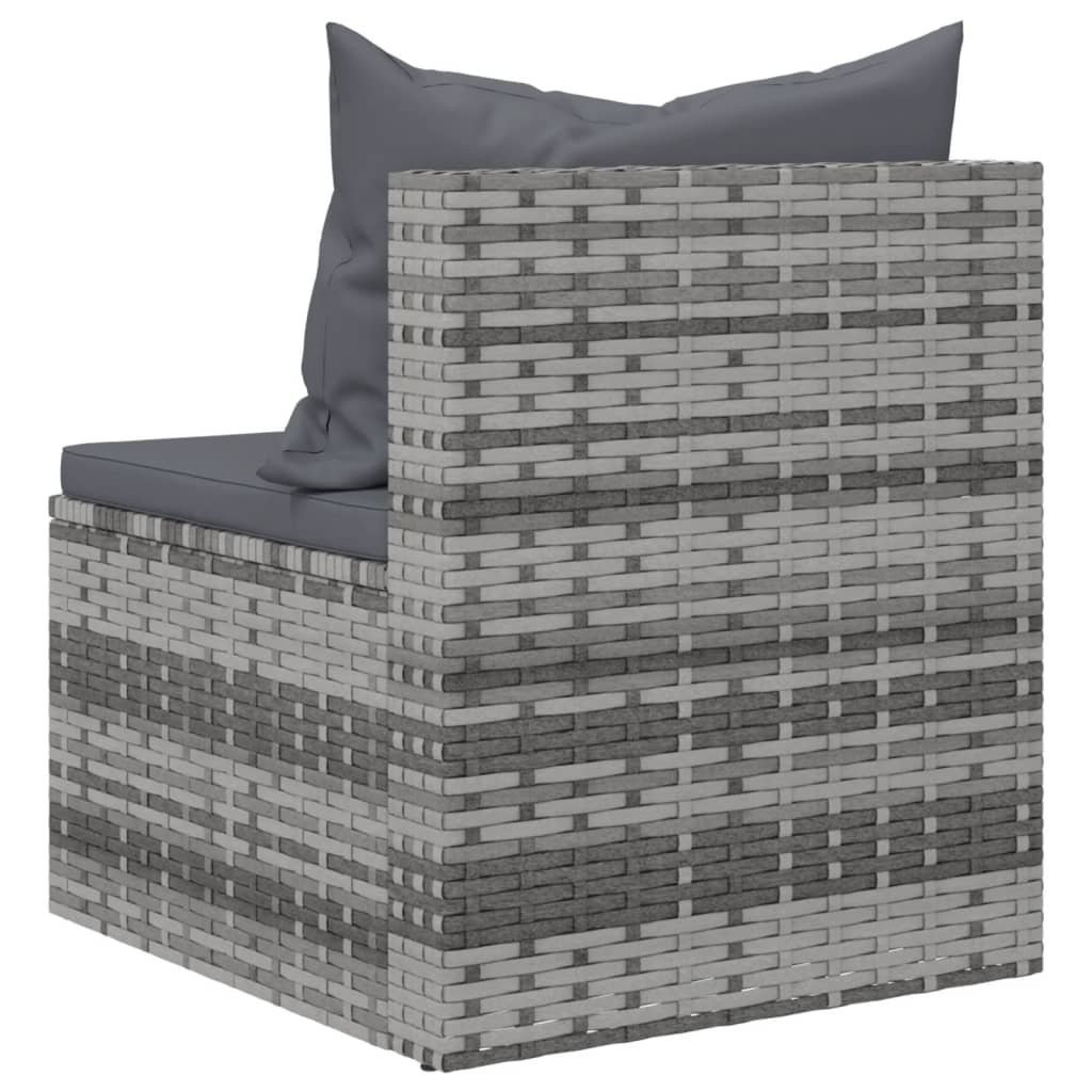 4-teiliges Gartensofa-Set mit Kissen Poly-Rattan Grau