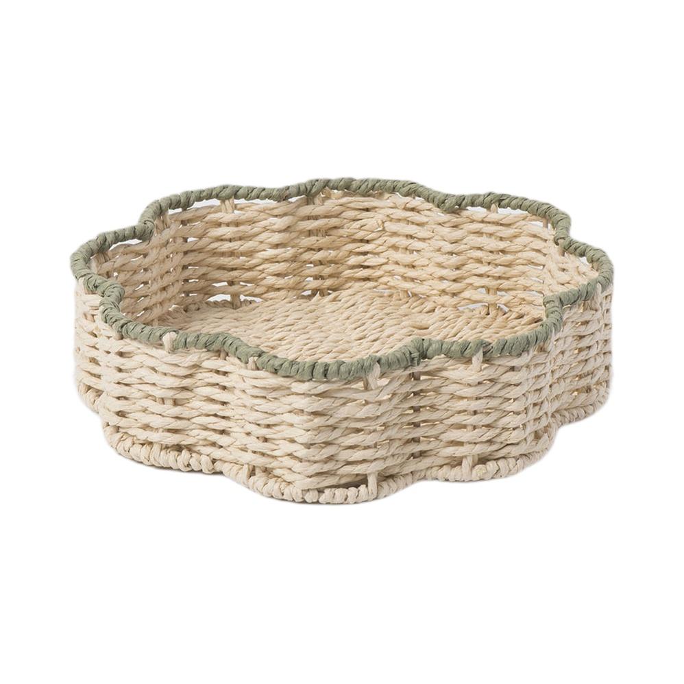 Handcrafted Paper Rope Storage Basket Large And Small Sizes Available Woven Texture Design For Kitchen Fruit Snacks Organization