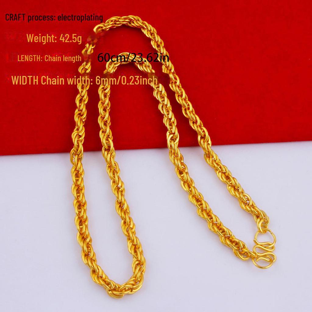 Men's Alloy Gold-Tone Necklace – Bold, Durable, Street Style Accessory