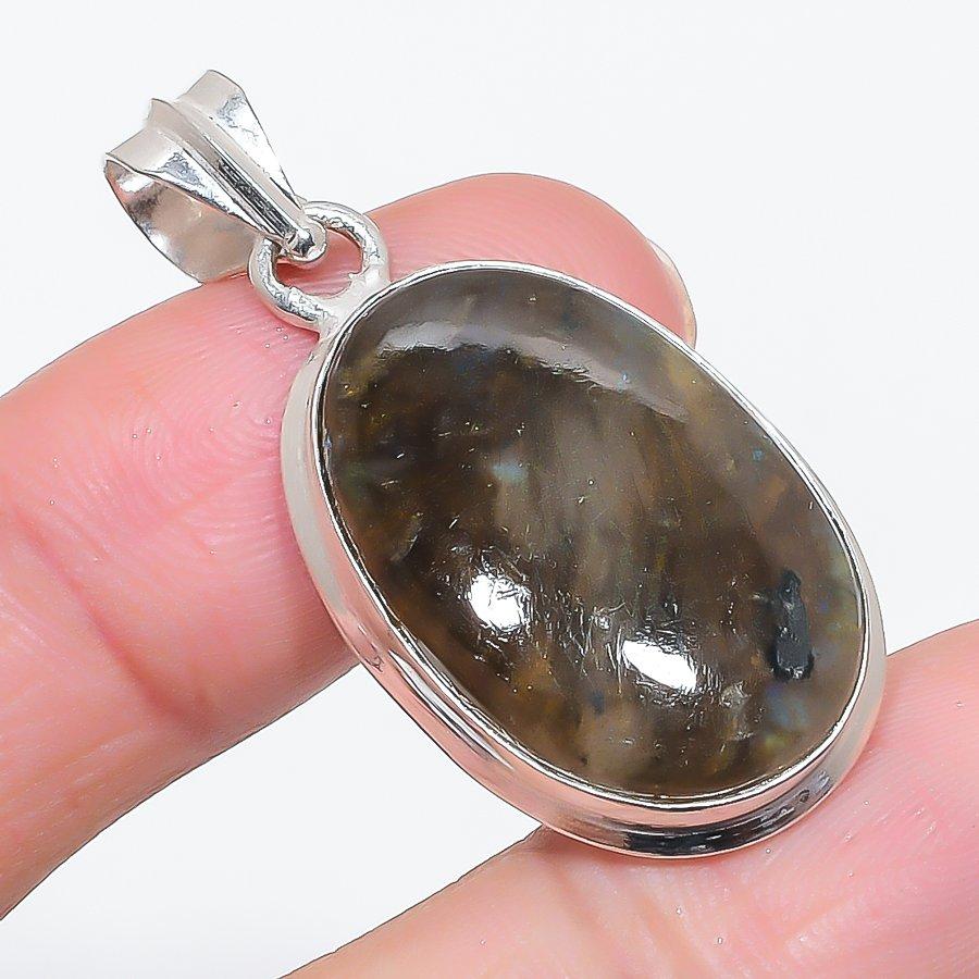 Natural Labradorite Gemstone 925 Sterling Silver Jewelry Pendant 1.69" O0Q33
