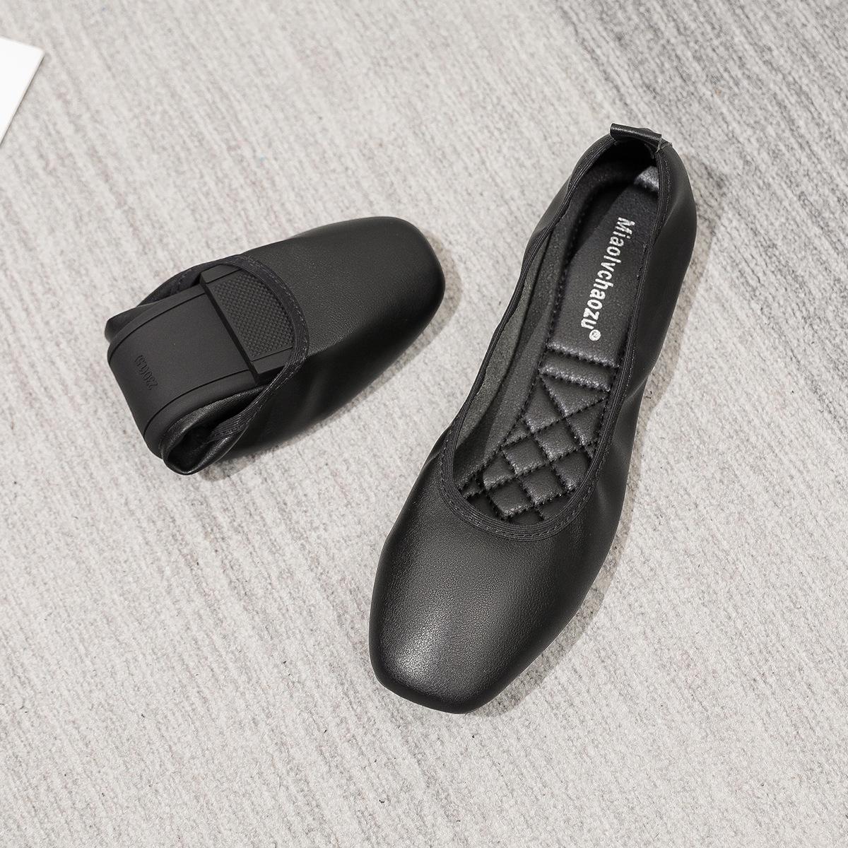 

Comfortable Black Soft Leather Square Toe Flats for Professional and Office Wear 41 чёрный