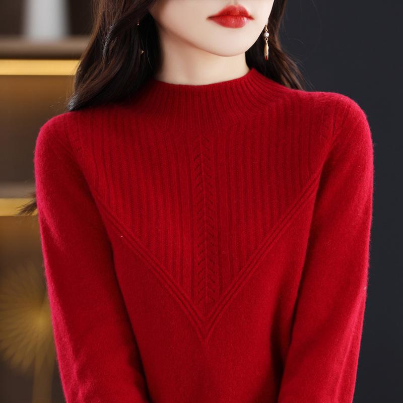 Women's 2023 New Fashion Wool Sweater - Spring & Autumn Solid Color Loose Knitwear