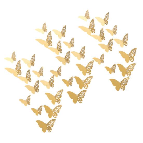 36Pcs 3D Butterfly Wall Decoration Hollow Wing Paper Butterflies Shape Sticker Home Office Living Room Bedroom Wall Ornament