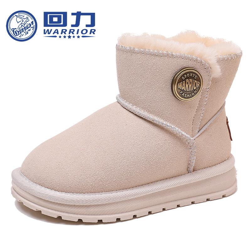 

Warrior Теплі снігові черевики Модні дівчата осінь і зима Нові середні великі бавовняні чоботи Хлопчаки Оксамитове бавовняне взуття 37