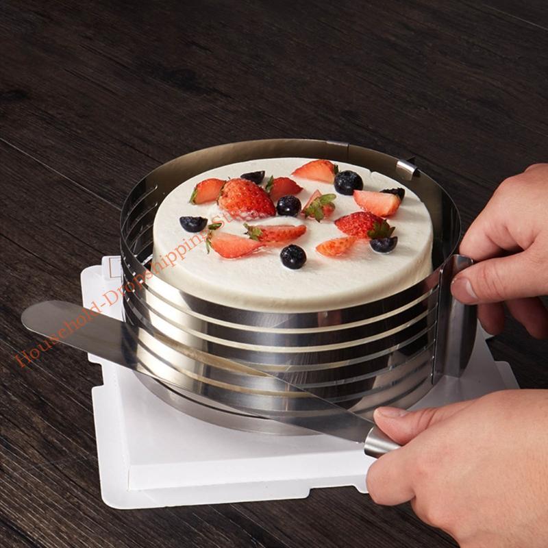 85AD Round Mousse-Mould for Cake-Decor Cake Leveler-Slicer Adjustable Round Cake Cutter Rings Stainless Steel Cake Slicing