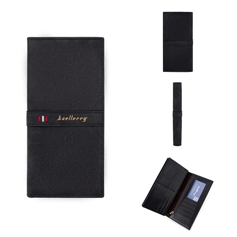 Baellerry RFID Protection Long Wallets Vintage Design Men Card Holder Safety Money Bags for Man Male Business Coin Purse Wallet