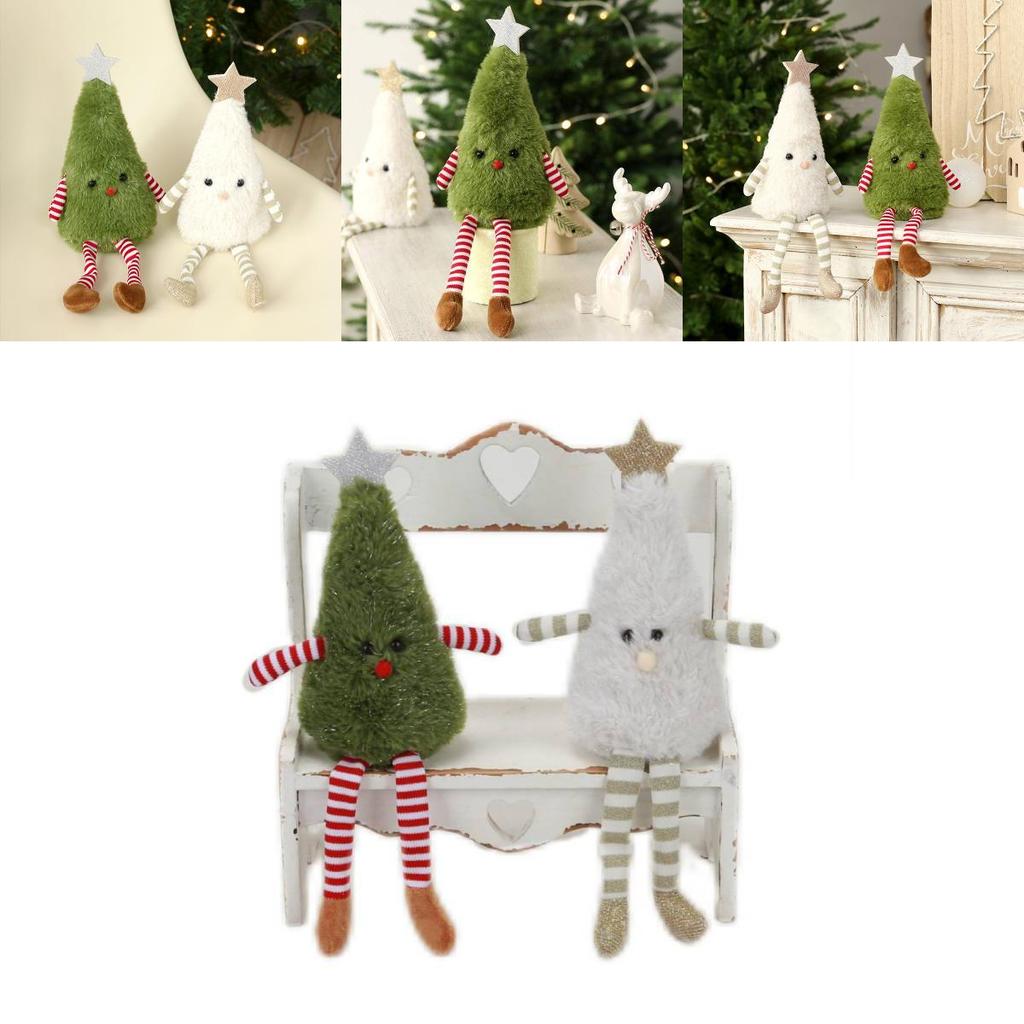 Rozkošná plyšová vánoční stromková panenka Dekorace na domácí párty Měkká látková figurka Zelená Bílá