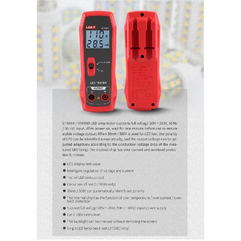UNI-T UT659A UT659D LED Lamp Tester 0~300V Output TV Backlight Tester Multipurpose LED Strips Beads Test Electric Instruments
