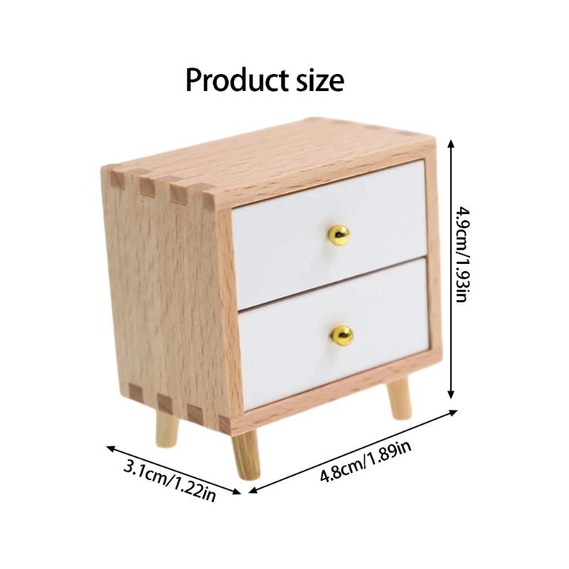 1:12 Scale Doll House Bedside Cabinet Natural Wood Furniture Model Figurine For Realistic Display Scene Arrangemetn