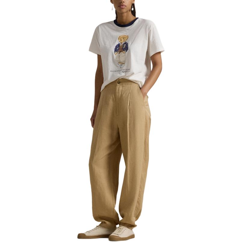 Polo Ralph Lauren Vzor s potiskem písmen Kulatý výstřih Krátký rukáv Tričko Dámské Tričko Bílá 211941205-001