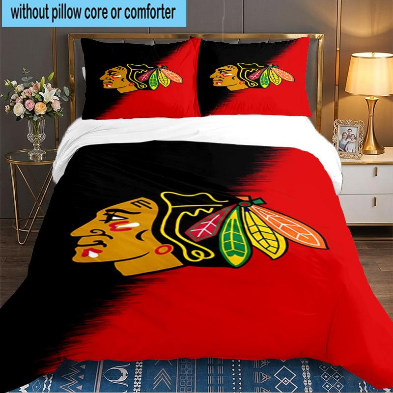 Chicago Hockey 3PCS Bedding set,Ideal for 1pc Duvet Cover And 2pcs Pillowcases Perfect for Fan gift,Ideal for Bedroom, Dormitory