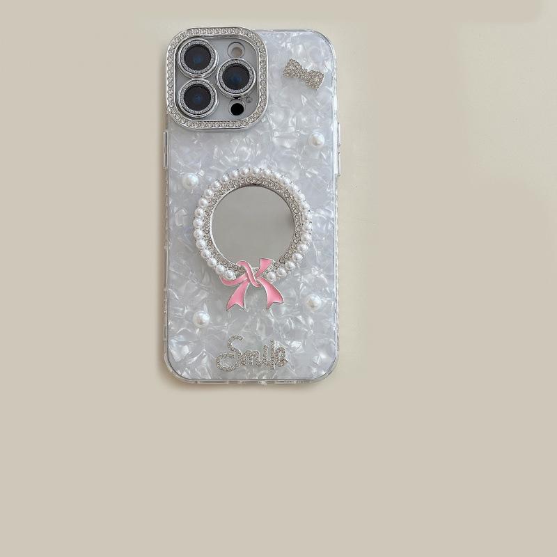 Pearl Bowtie Butterfly Mirror Case for iPhone 17 Pro Max 15/16