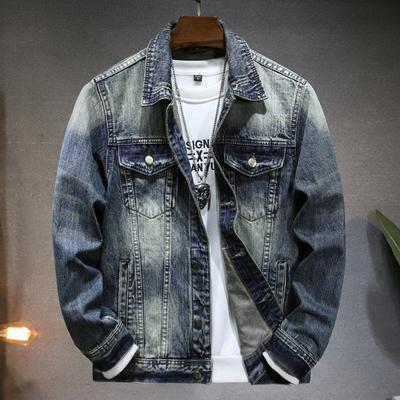 Jaqueta jeans americana da marca Spring Tide, clássica, simples e versátil, jeans elástico lavado de alta qualidade, algodão