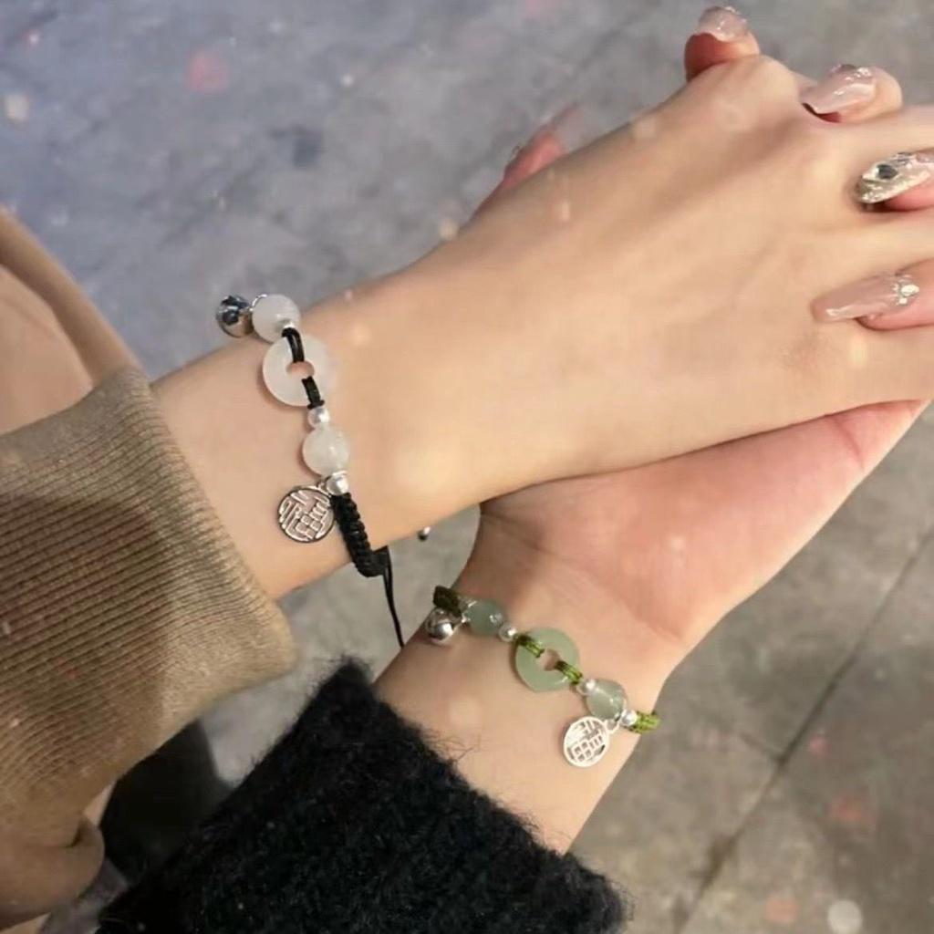 High-quality Double Braided Lucky Bell Safety Buckle Bracelet With Chinese Character Pendant Perfect Gift For Girlfriend