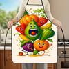 1pc Cute Vegetable Apron Featuring Fun Carrot And Tomato Designs - Durable Polyester Kitchen Apron, Perfect for Baking, Cooking, And Gardening - an Id