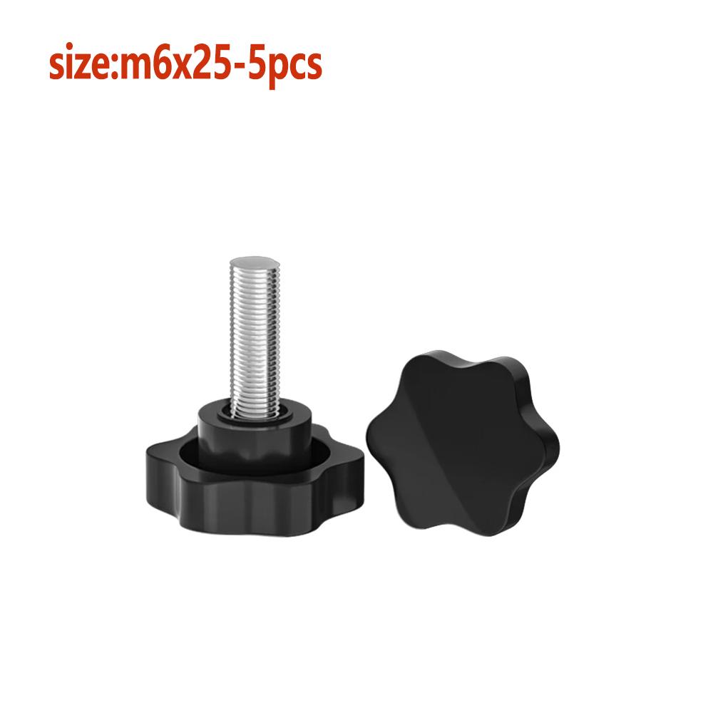 

5 шт. Винты-барашки с шестилопастной головкой M6 M8 Пластиковая головка в форме звезды Резьбовой зажимной барашек Ручка-барашек для машины