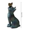 Cute Resin Cat Statue with Butterfly Indoor Outdoor Garden Decor Figurine