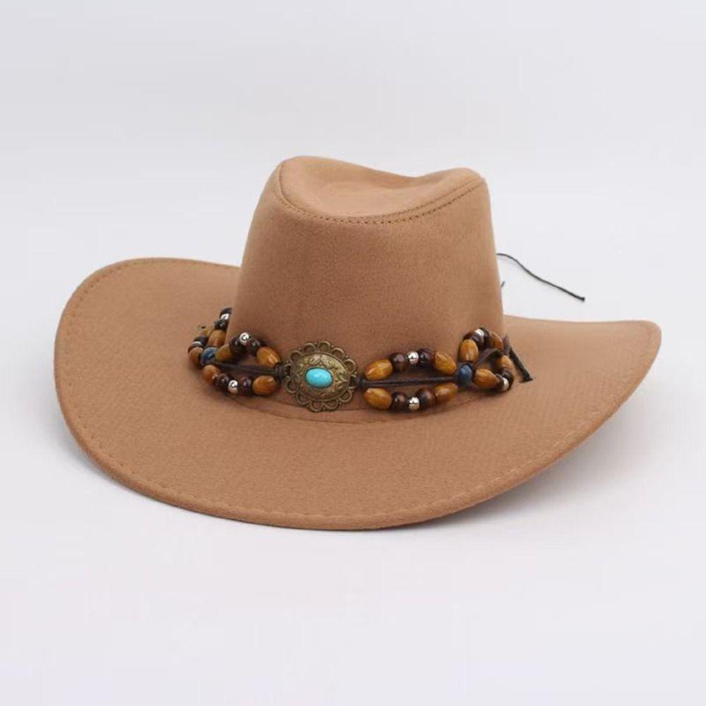 Felt Western Cowboy Hat Tibetan Style Jazz Fedora Hats New Felt Cap Outdoor Riding