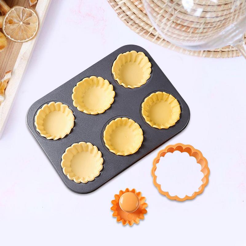 Tart Tamper Set Flower Cookies Tamper Non Stick Food Safe Reusable Removable Cake Pastry Baking Tool Egg tart shell mold