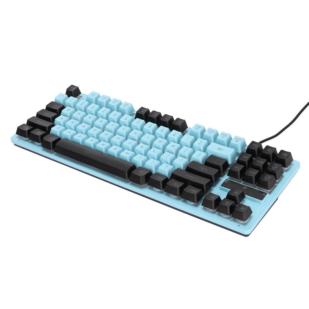 Mechanical Keyboard Sensitive Triggering Lightweight Portable Two Colors Stitching PC Keyboard for Desktop LaptopBlue