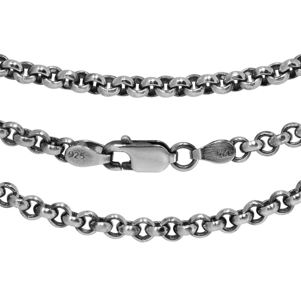 [Shinjuku Gin no Kura] Geräucherte Rollkette, Länge 45-70cm (50 cm), Breite ca. 3,3 mm, Dünn, Halskette aus 925er Sterlingsilber, Herren, Nur Kette