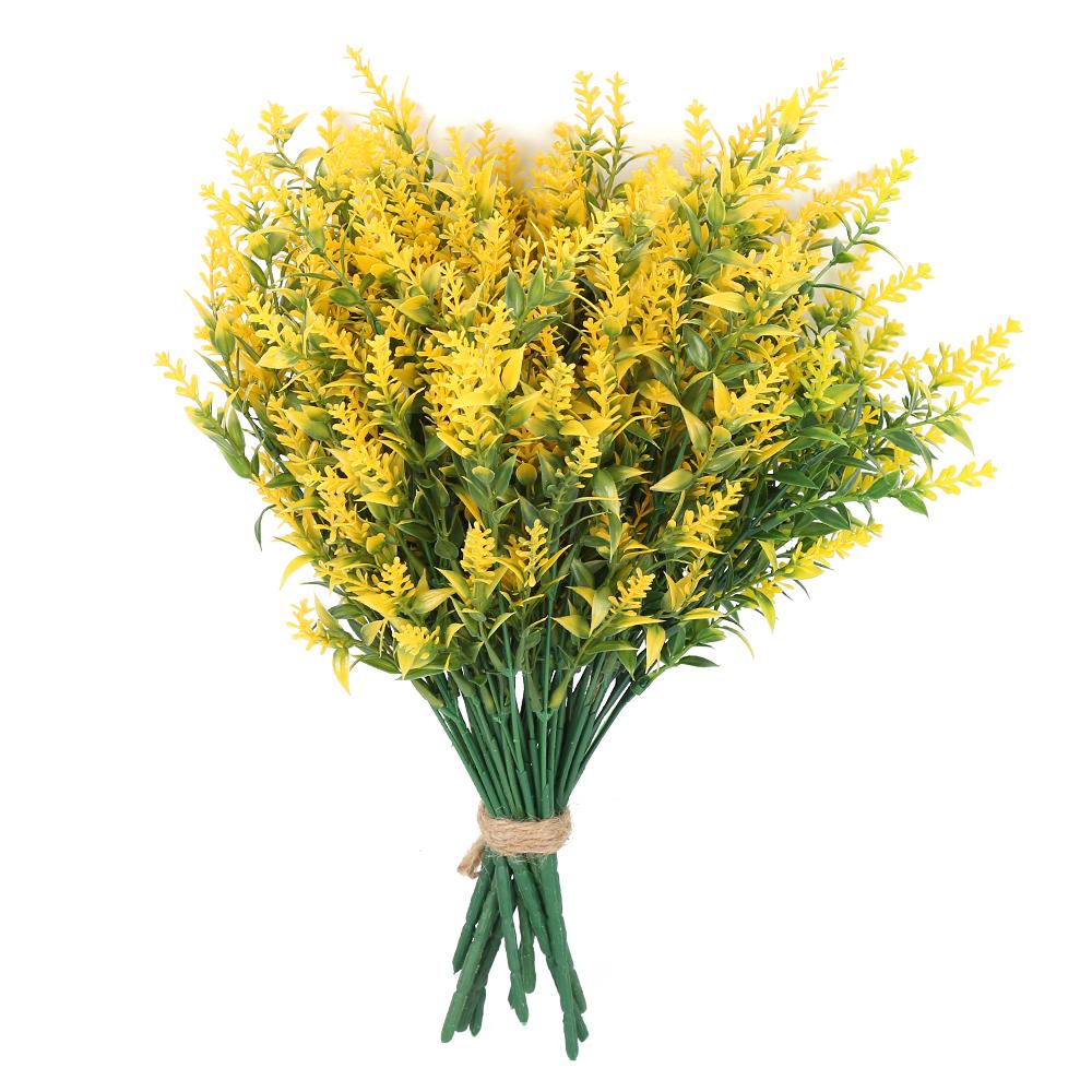 10 Bundles Fake Lavender Plastic Leaves Artificial Flowers Home Greenery for Outdoor Yard Wedding Decor