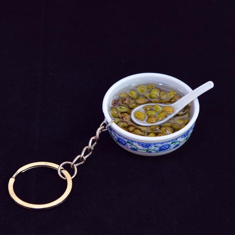 Chinese Style Realistic Noodle Keychain, 4cm Blue and White Porcelain Bowl, Food Play Prop.