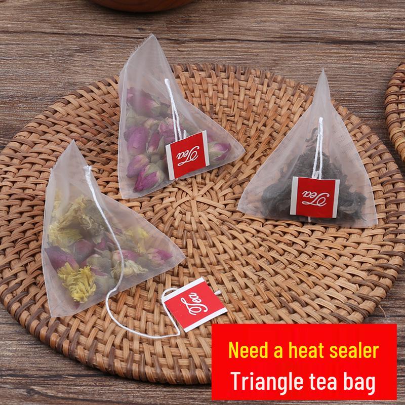 

Disposable Food-Grade Nylon Pyramid Tea Bags: 3D Floral, Empty Brew, Heat-Sealable Tea Filters 5.8*7 with tag and string [50pcs];1;White