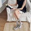 Sophisticated Ladies' Ankle Socks with Embroidery Colorful Bows Stretchable Cotton Fabric Middle Tube Calf Socks Hosiery