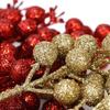 New Glitter Berries Branches Christmas Artificial Gold Powder Holly Berry Branch Xmas Party Fake Flowers Ornaments Home Decor