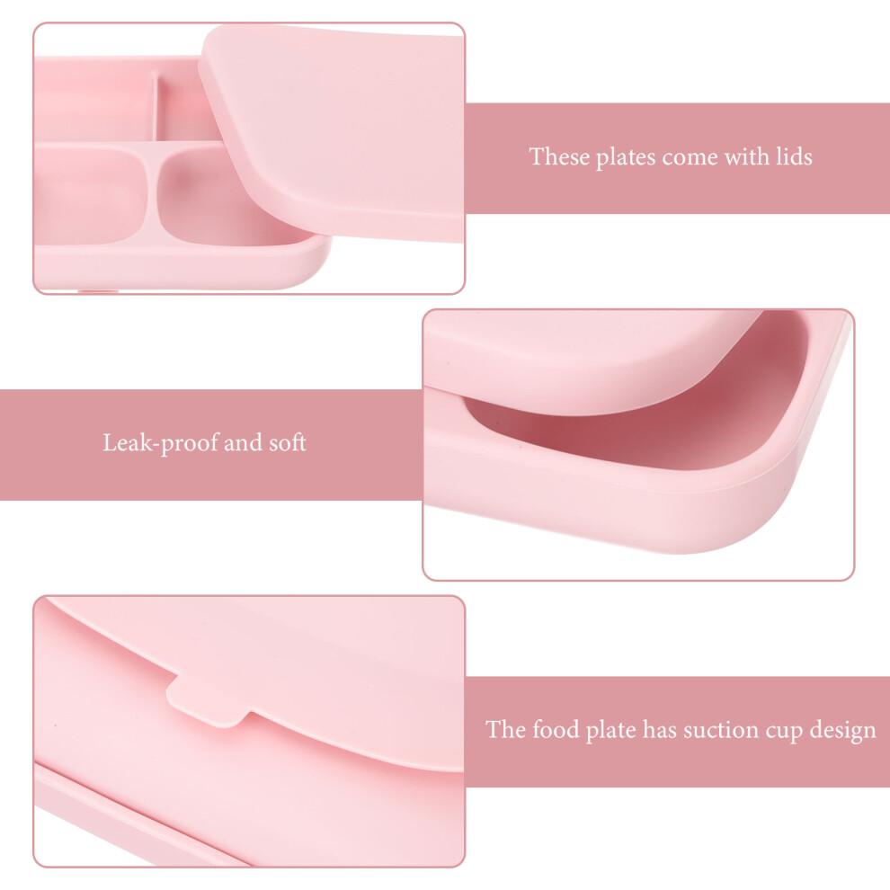 Ensemble de assiettes en silicone rose facile à nettoyer pour tout-petits 1 jeu