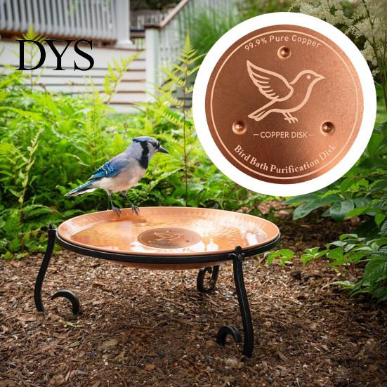Outdoor Garden Bird Bath Accessories Copper Disc, Water Purifier Pure 3 Point Decorative Waterscape Support, 4 Inch Purification Disc for