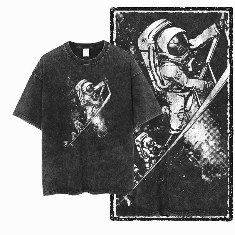 G39 Exclusive Cool 100% Cotton Astronaut Men's T-shirt | Acid Washed Streetwear Big Size Vintage O-neck Men's Tee Tshirt