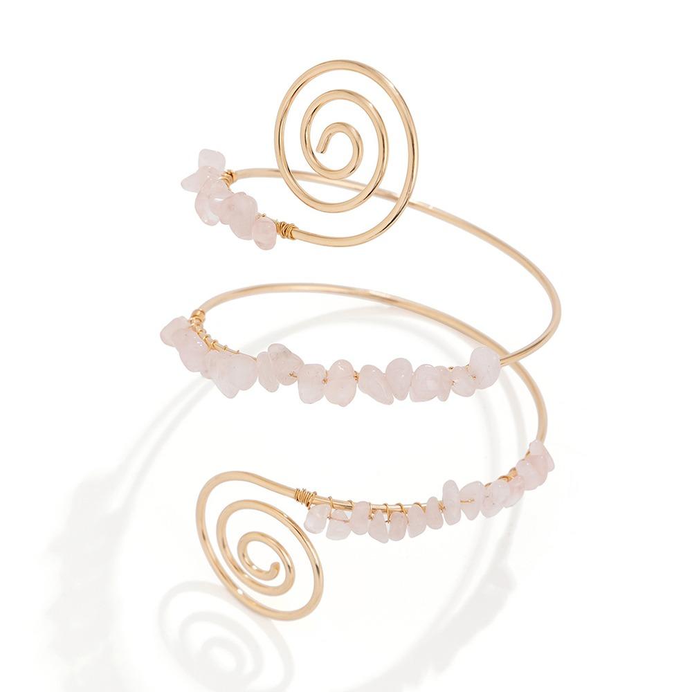 

Регулируемые браслеты-манжеты на руку с открытыми неровными камнями, спиральный браслет на предплечье, аксессуары для рук Style 4