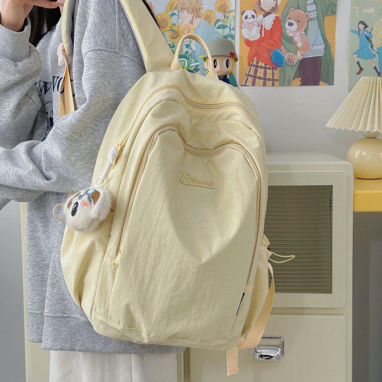 Korean Style Lightweight Backpack - Versatile Solid Color for Students and Women