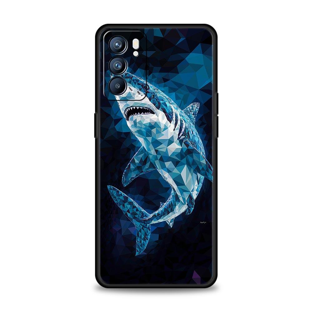 Seaside Sharks Pattern Phone Case For Oppo A17 A31 A54 A57 A78 A79 A98 Find X5 X6 Reno 6 7 8 10 11 12 13 F Pro 5G Soft TPU Cover