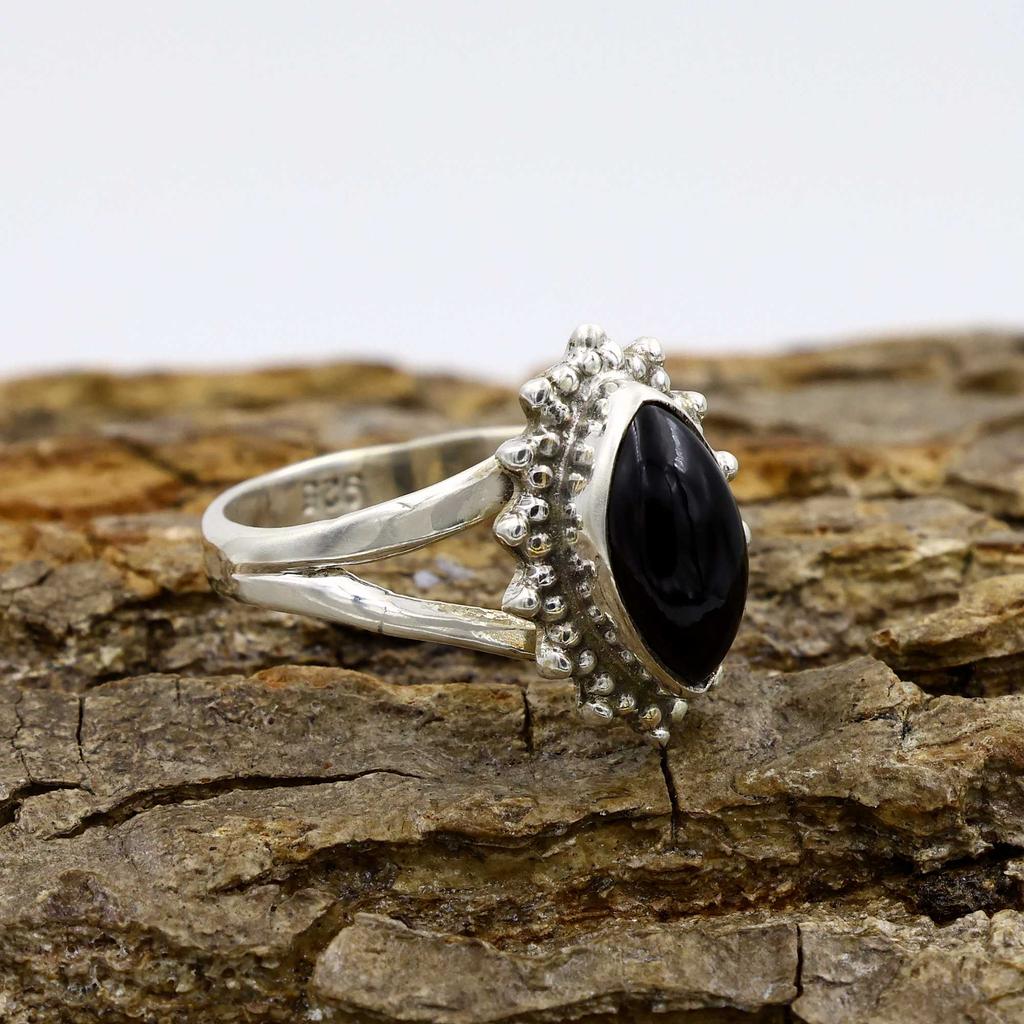 Black Onyx Gemstone Ring, Bohemian Ring, Designer Ring, Statement Ring, Birthday Gift, Silver Jewelry, 925 Sterling Silver