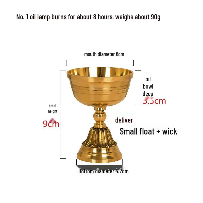Ghee-Lampenhalter für die Anbetung: Reines Kupfer Messing Ewiges Licht für Buddha-Altar, Kompatibel mit essbarem Sesamöl.