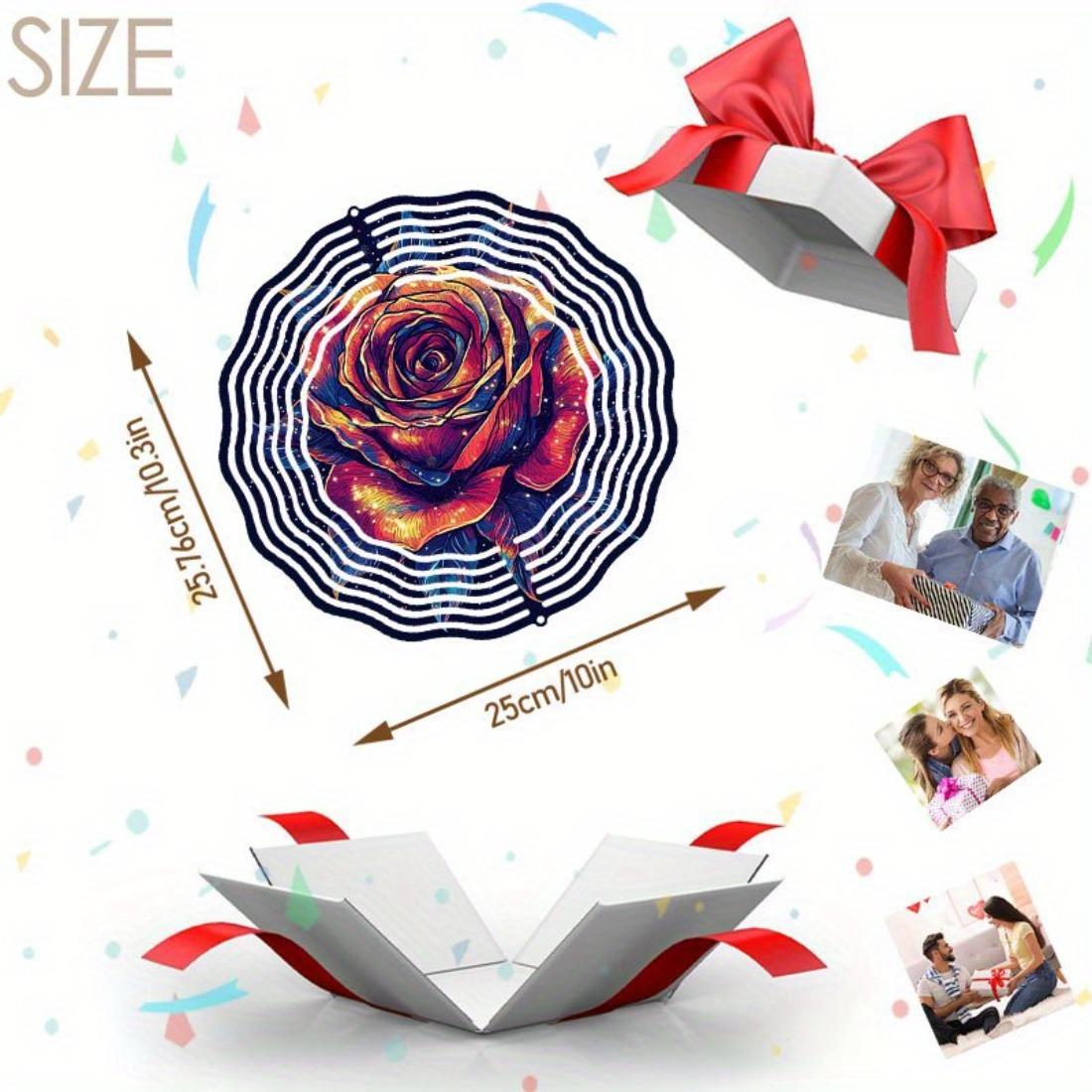 

[Durable Build] Vibrant 3D Mandala Rose Wind Chime - Durable Metal Garden Decor, Colorful Outdoor Art for Yard, Patio & Balcony