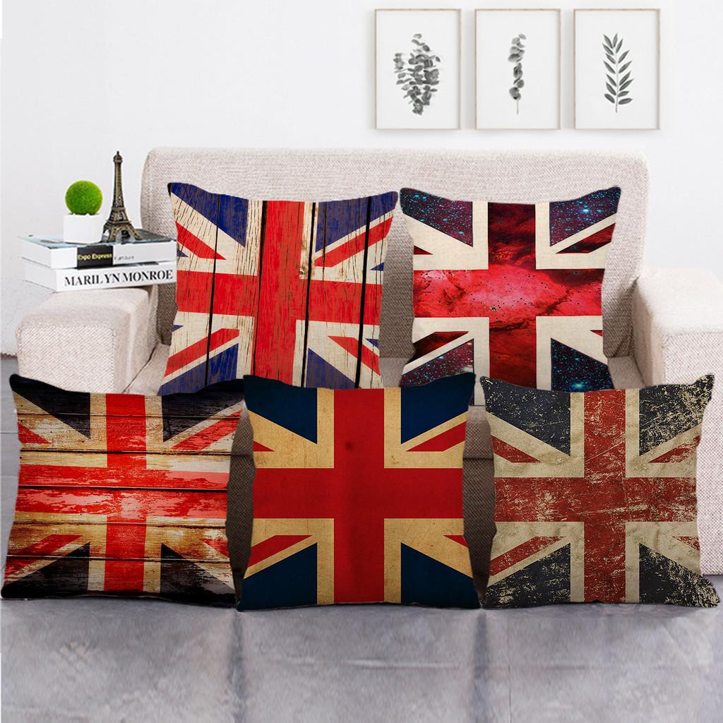 Painted Linen Flag Pillow Case Fashion Simple Casual Living Room Versatile And