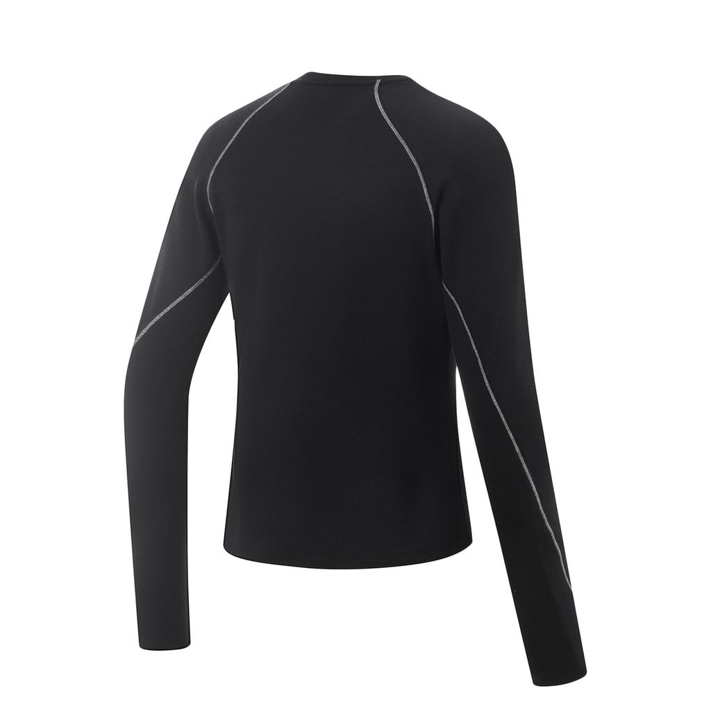 Li-Ning Fitness Series Sports Round Neck Slim Fit Versatile Comfortable Casual Long Sleeve T-Shirt Women T-Shirts Black ATLV268-4