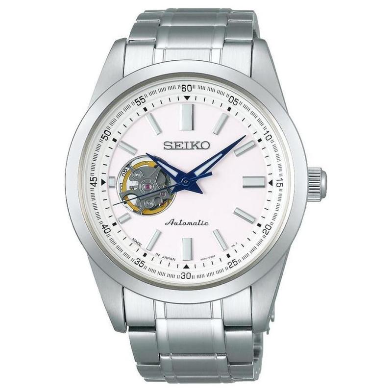 

SEIKO 100m waterproof Automatic Steel Strap men s watch white dial SCVE049 білий