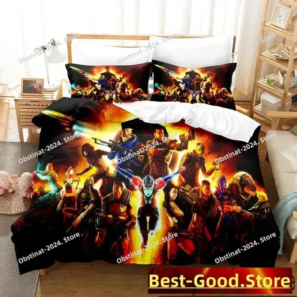3D Print Game Mass Effec Bedding Set Printed Bed Set With Pillowcase Bed Duvet Cover Soft Single Double Queen Super King Size