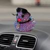 Sparkling Rhinestone Duck Figurine Bling Little Duck Statue Sculpture with Sunglasses Necklace Car Dashboard Desktop Decoration Ornament Christmas