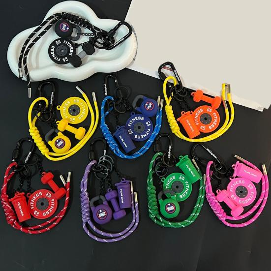 Fitness Schlüsselanhänger Gym Liebhaber Hantel Langhantel Wasserbecher Schlüsselanhänger Silikon Gewicht