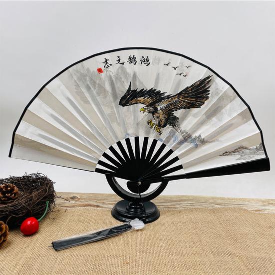 Skládací ruční ventilátor čínský vintage styl plastový ventilátor Oboustranné příslušenství Hanfu pro svatby a taneční párty