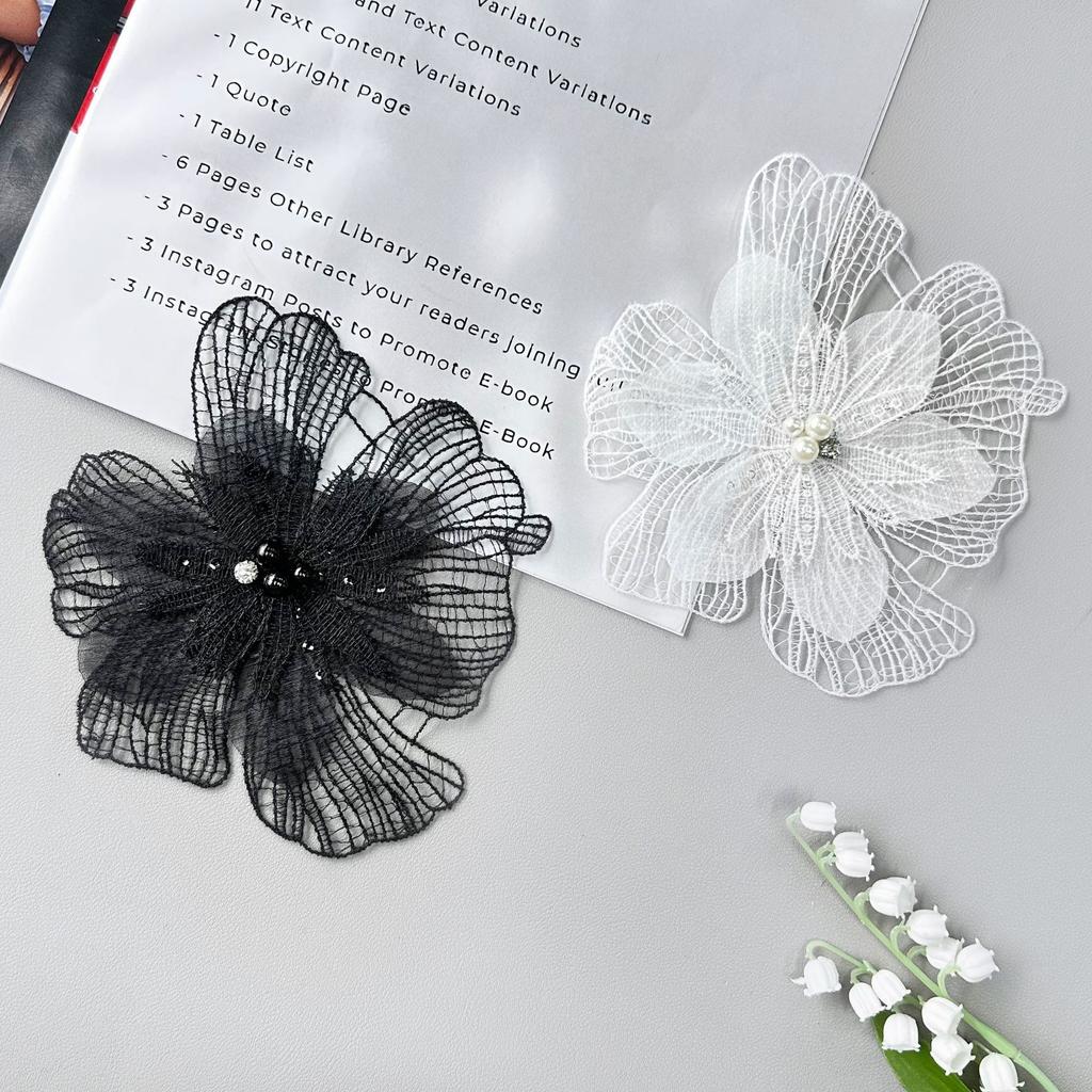 Lolita Three-Dimensional Flower Bead Lace Cloth Sticker Headgear Women'S Clothing Children'S Clothing Wedding Accessories Decoration