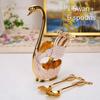 6Pcs/set Gold Silver Cutlery Set Dinnerware Silverware Flatware Set Swan Spoon Stand Holder Cake Dessert Snack Spoon Kitchen Set
