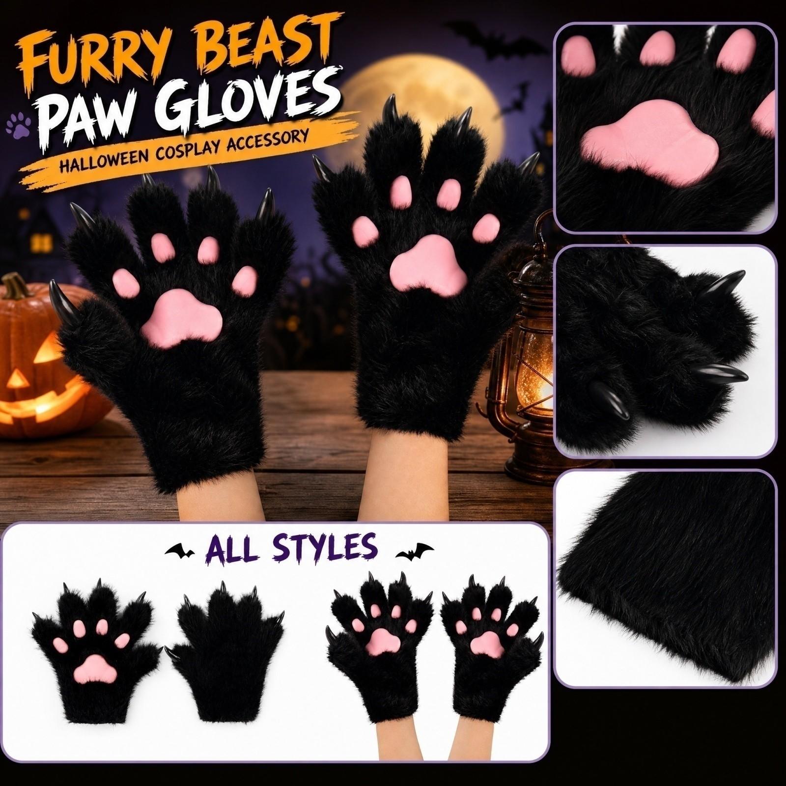 Halloween Plush Gloves for Cosplay Costume and Convention L