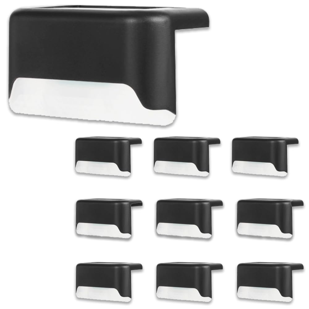 

HIRAISM Солнечные лестничные светильники, Наружные, Водонепроницаемые, Садовые светильники для заборов, дорожек, кемпинга и мероприятий на открытом воздухе, Стильные, Светодиоды теплого белого света (Черный,